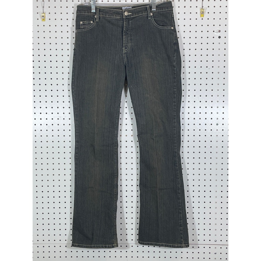St Johns Bay Womens Dark Wash Charcoal Grey Bootcut Denim Jeans Size 12